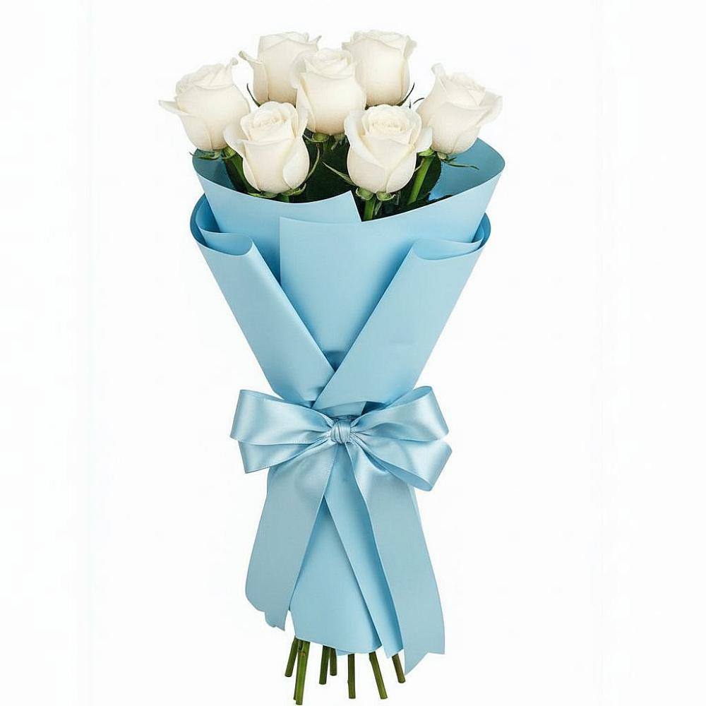 Букет 7 белых роз Проуд в Апанасенковском