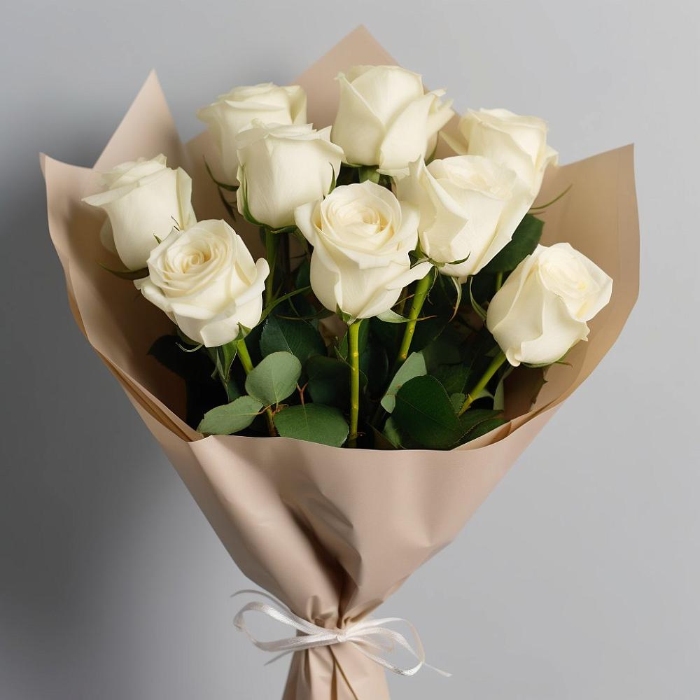 Букет 9 Белых роз Эдлесс Лав в Апанасенковском