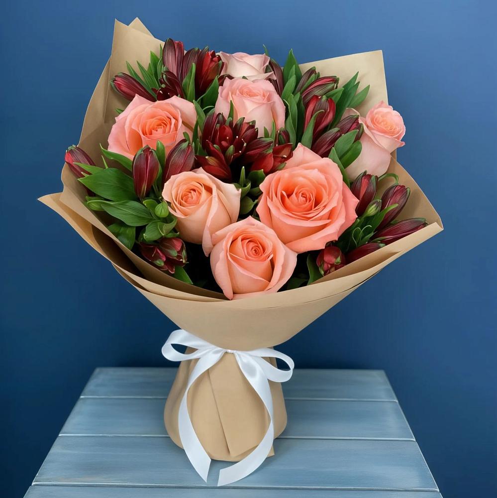 Букет цветов из: Розы и Альстромерии в Апанасенковском