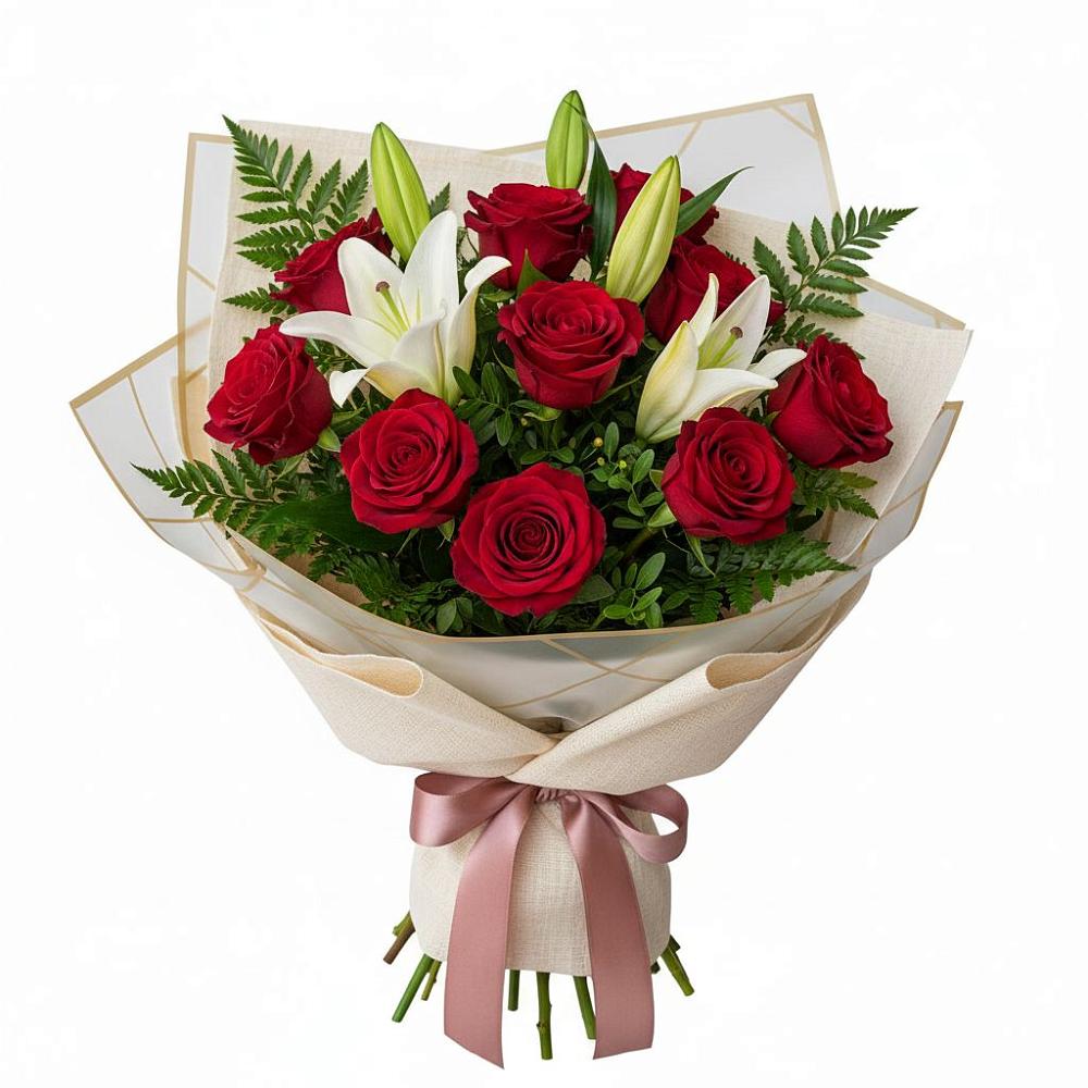 Букет цветов из: Лилии и Розы в Апанасенковском