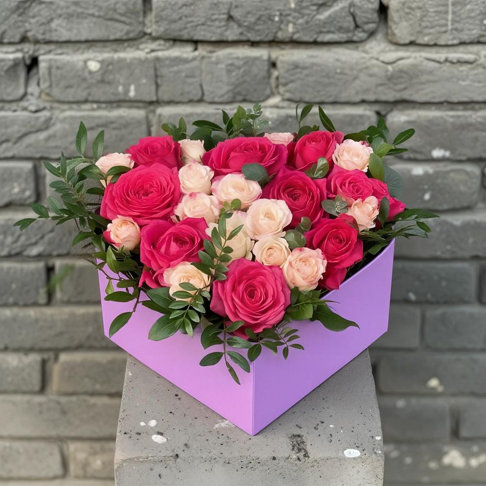 Цветочная композиция из Розы в коробке в Апанасенковском