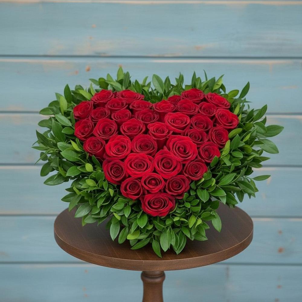 Цветочная композиция из Розы в виде сердца в Апанасенковском