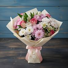 Букет цветов из:  Хризантемы, Альстромерии и Розы в Апанасенковском