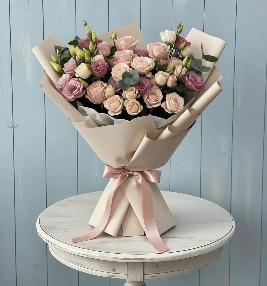 Букет цветов из: Розы и Лизиантусы в Апанасенковском