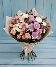 Букет цветов из:  Хризантемы, Розы и Альстромерии в Апанасенковском